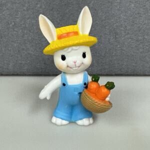 Enesco Farmer Bunny Rabbit With Basket Miniature Figurine Easter Holiday